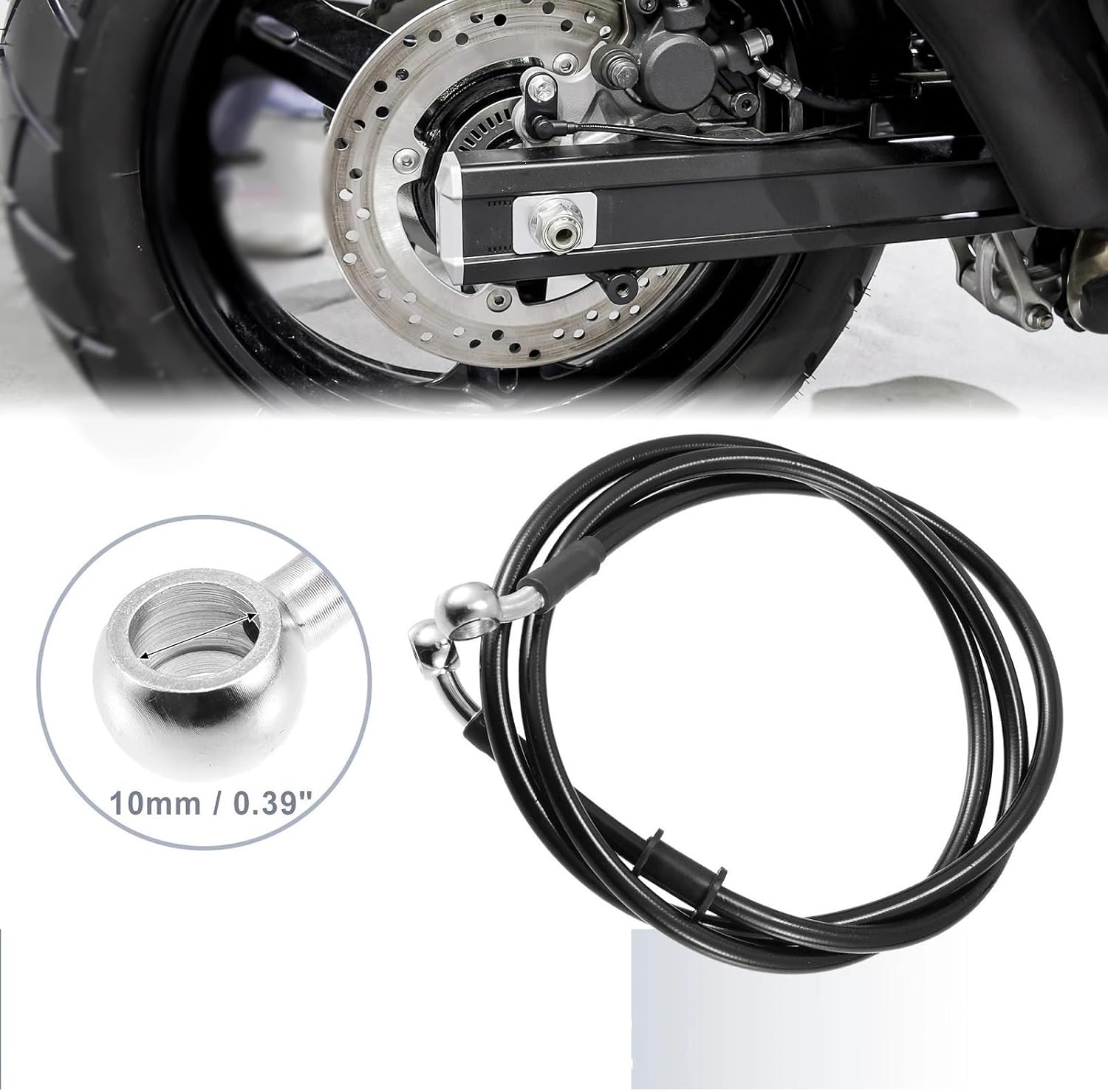 バイクのブレーキライン オートバイ用油圧ブレーキライン オイルホース パイプ 編組ケーブル 内径 10mm 長さ 180 Cm