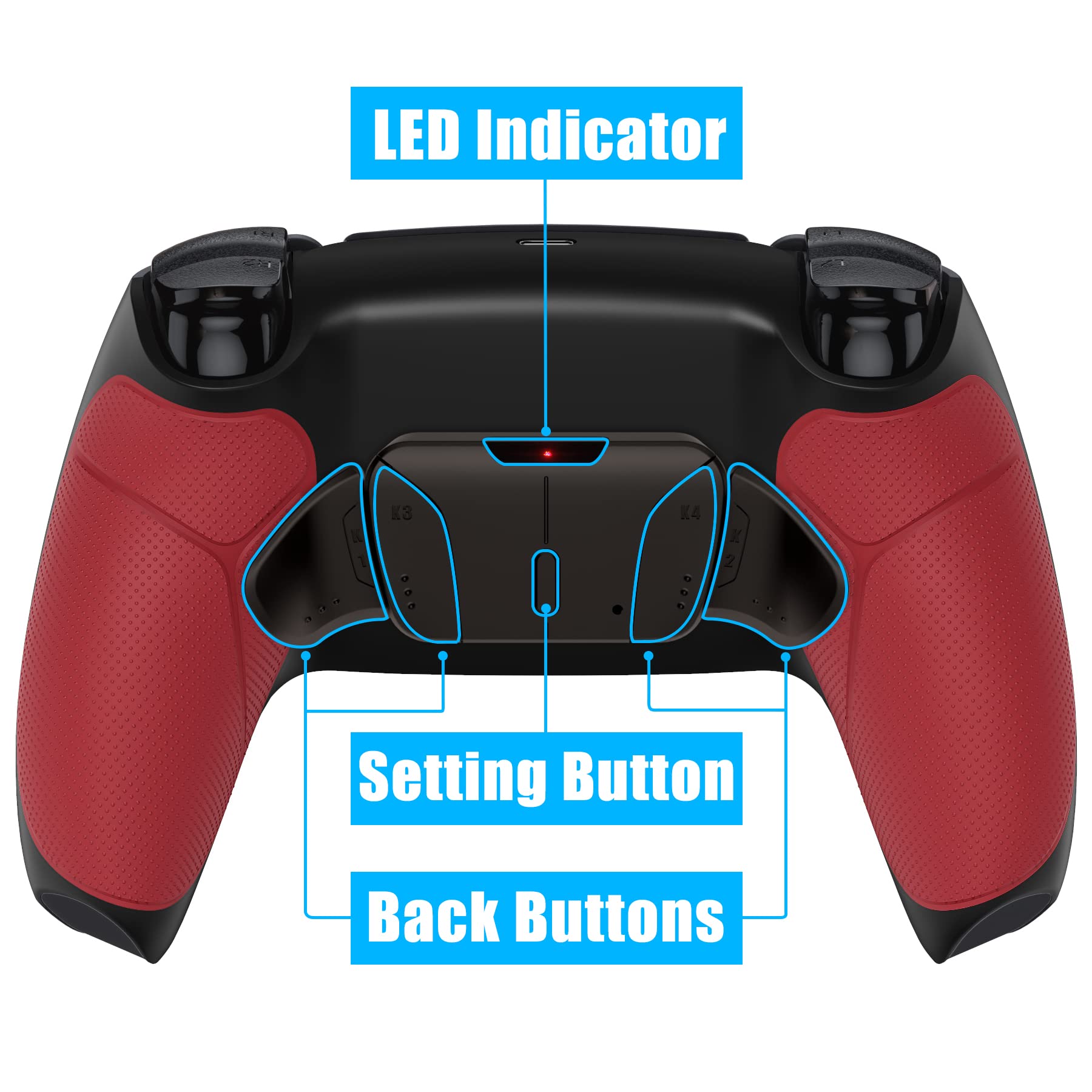 eXtremeRate Real Metal Buttons (RMB) Programable RISE4 Remap Kit para ps5 Mando BDM-010 & BDM-020 Actualización Board & Carcasa Trasera & 4 Palancas Botones Traseros para ps5 Control(Rojo Negro)