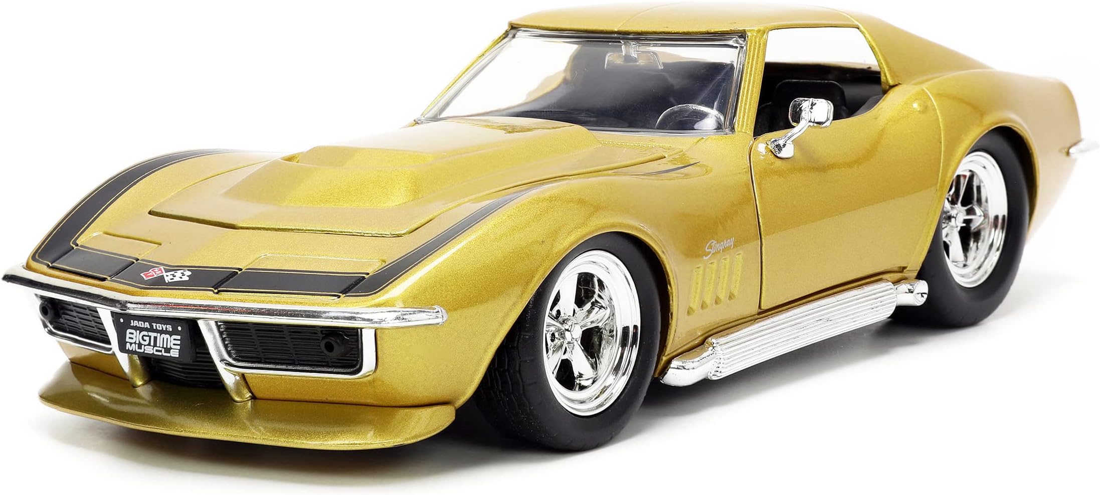 Big Time Muscle 1:24 1969 Chevy Corvette Stingray ZL-1 Die-cast Car Gold, Toys for Kids and Adults