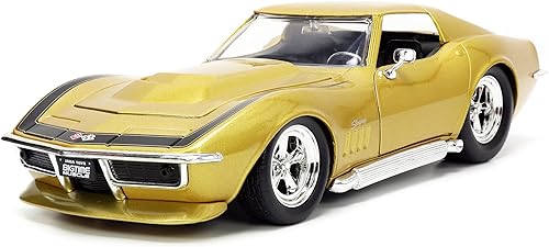 Jada Toys Big Time Muscle 1:24 1969 Chevy Corvette Stingray ZL-1 - Auto fundido a presión dorado, juguetes para niños y adultos