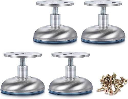 Miniatura 8 de 4 patas ajustables de metal para muebles, patas de gabinete de acero inoxidable redondas para gabinete, sofá, mesa, cocina, reemplazo de patas de