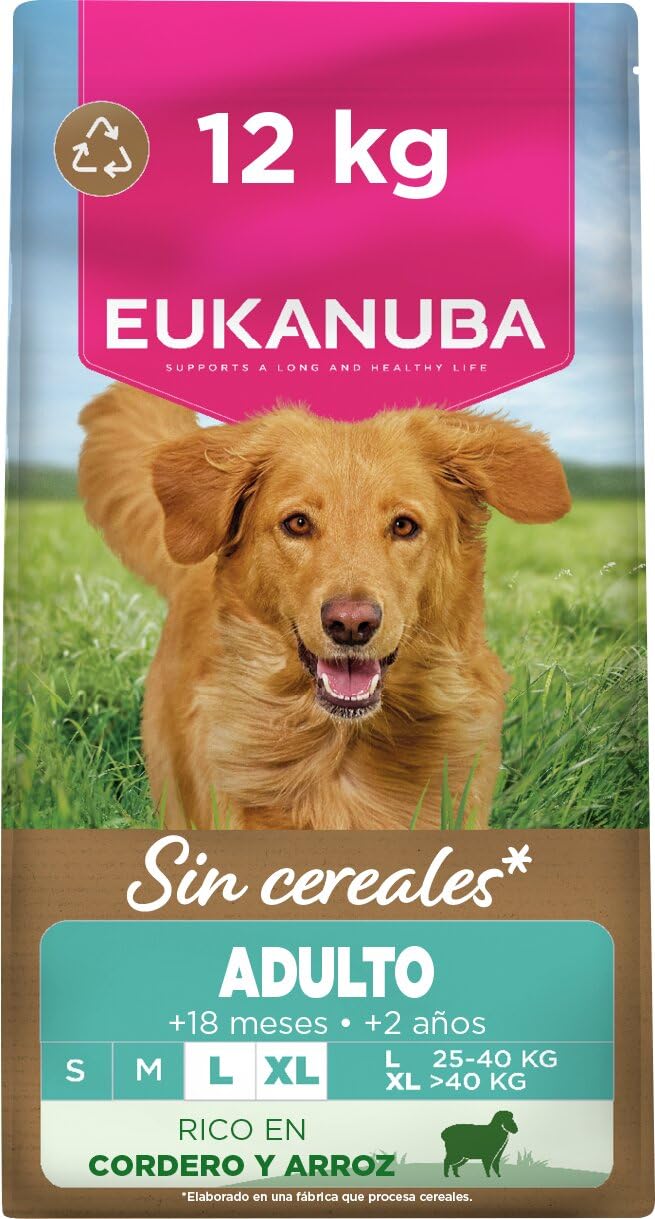 Eukanuba, alimento para Perros sin Cereales con Cordero para Razas Grandes - Alimento seco Premium sin Cereales para Perros Adultos, 12 kg