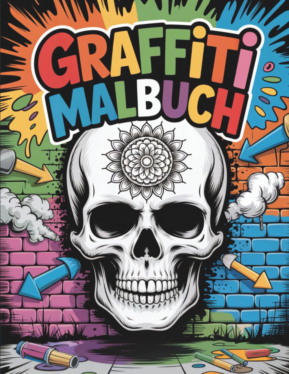 Graffiti Malbuch: Skull & Mandala Street-Art Designs – 50 kreative und coole Totenkopf-Motive für Teenager und Erwachsene