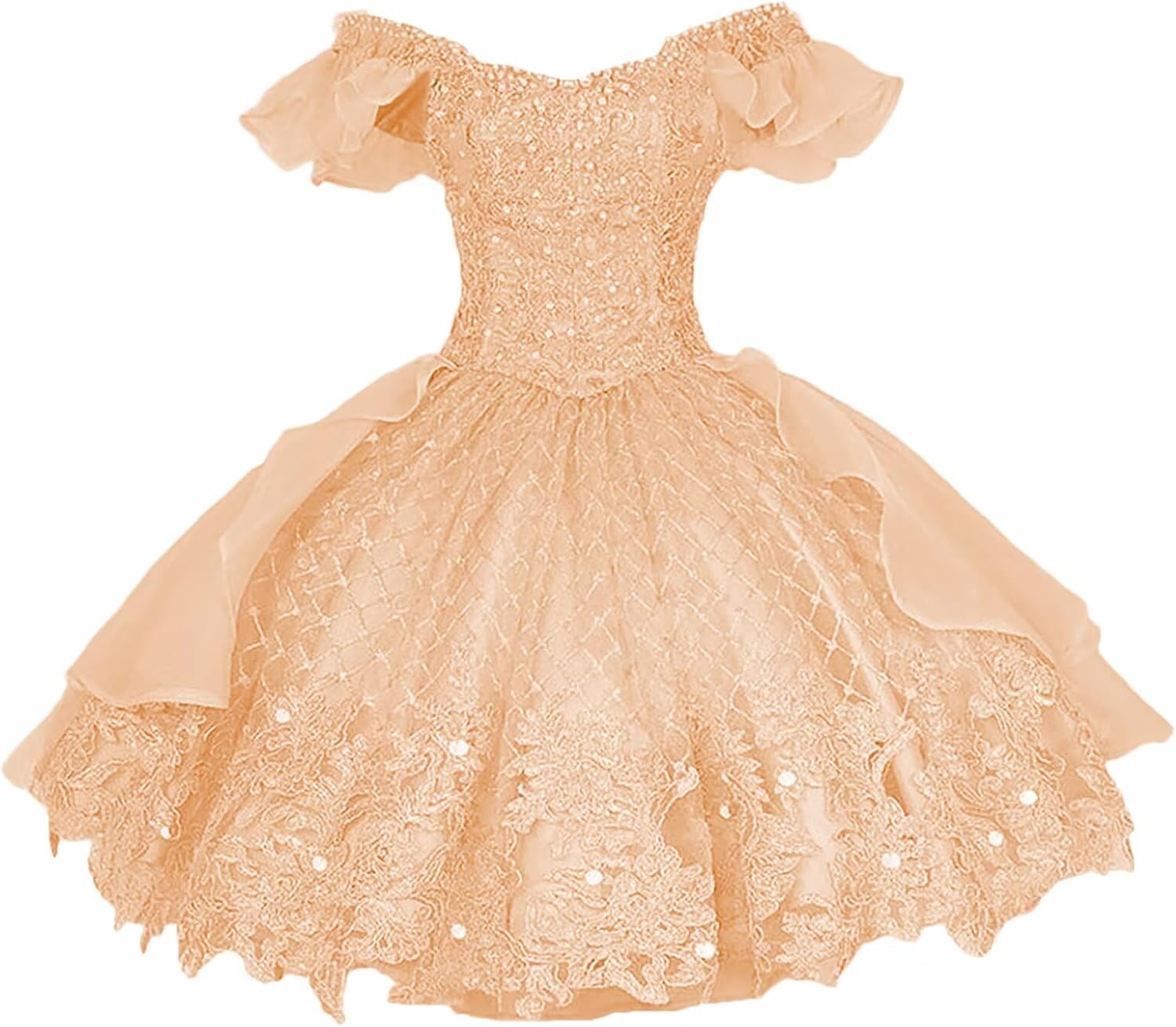 Sparkly Short Homecoming Dresses Lace Tulle DAMA Dresses for Quinceanera Off Shoulder Beaded Layered Cocktail Dress