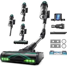 Vexilar Cordless Vacuum Cleaner, 65KPA/600W/60Mins, 2-in-1 Vacuum and Mop Function, Flexible Tube, Green LED, 1.5L Dustbin, Self-Standing, Stick Vacuum for Carpet Pet Hair [Energy Class A+++]