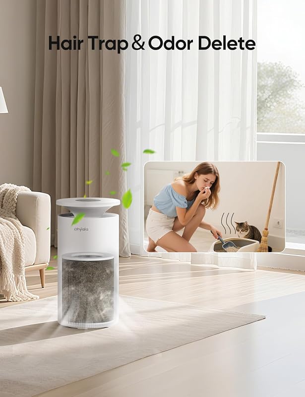 Dhyala Air Purifier for Home Large Room up to 3620Ft², H13 True HEPA Air Purifiers for Home Pet Hair Dander Odor Pollen, Air Cleaner with Smart WiFi, 360° Air Intake, Auto Mode, Pet Lock, 22dB Quiet image 6