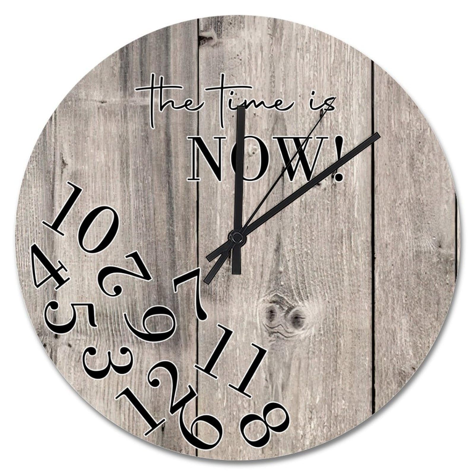 Horloge murale vintage en bois antique The Time Is Now 38cm