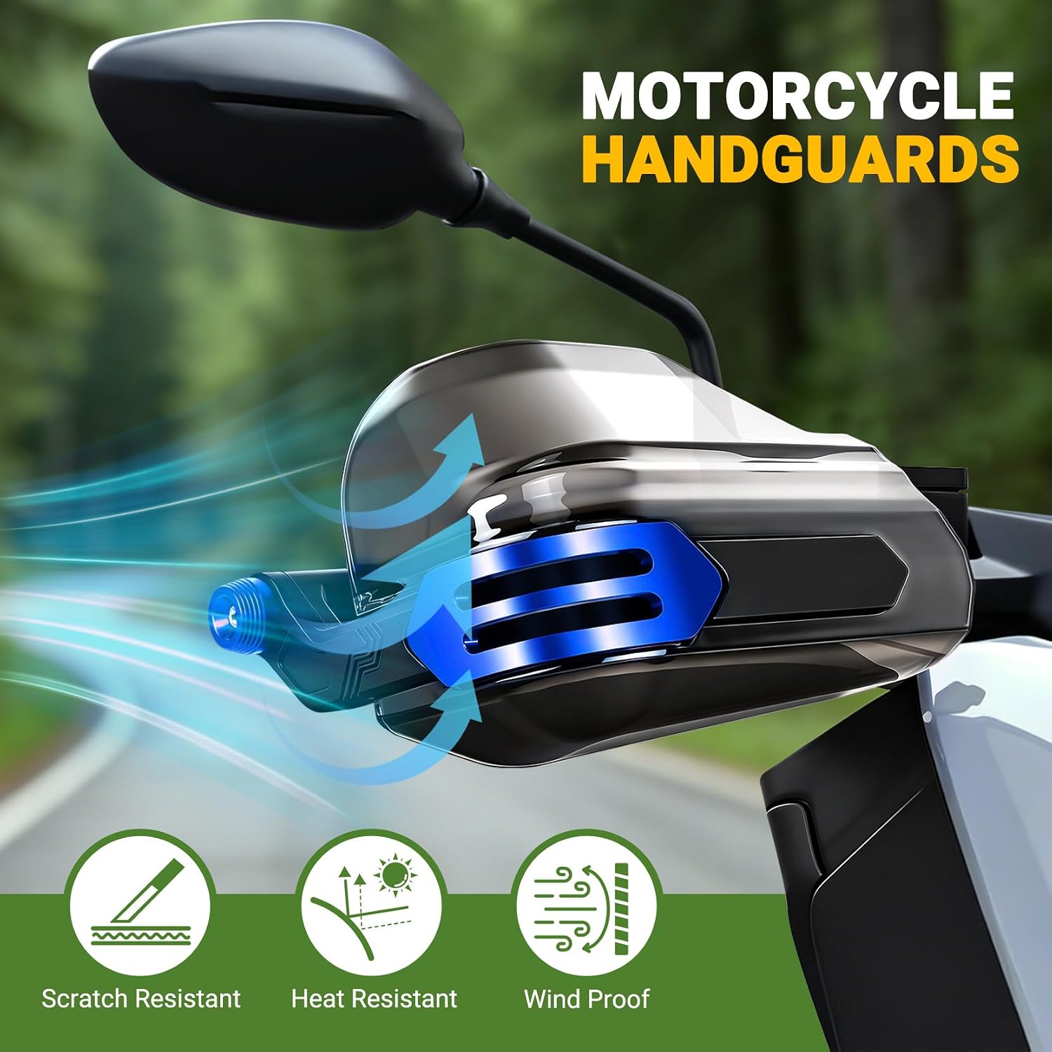 Universal Motorcycle Handguards PC Case and Red Aluminum Alloy Hand Guard Protector for Dirt Bike, Motorcycles, ATV - Blue