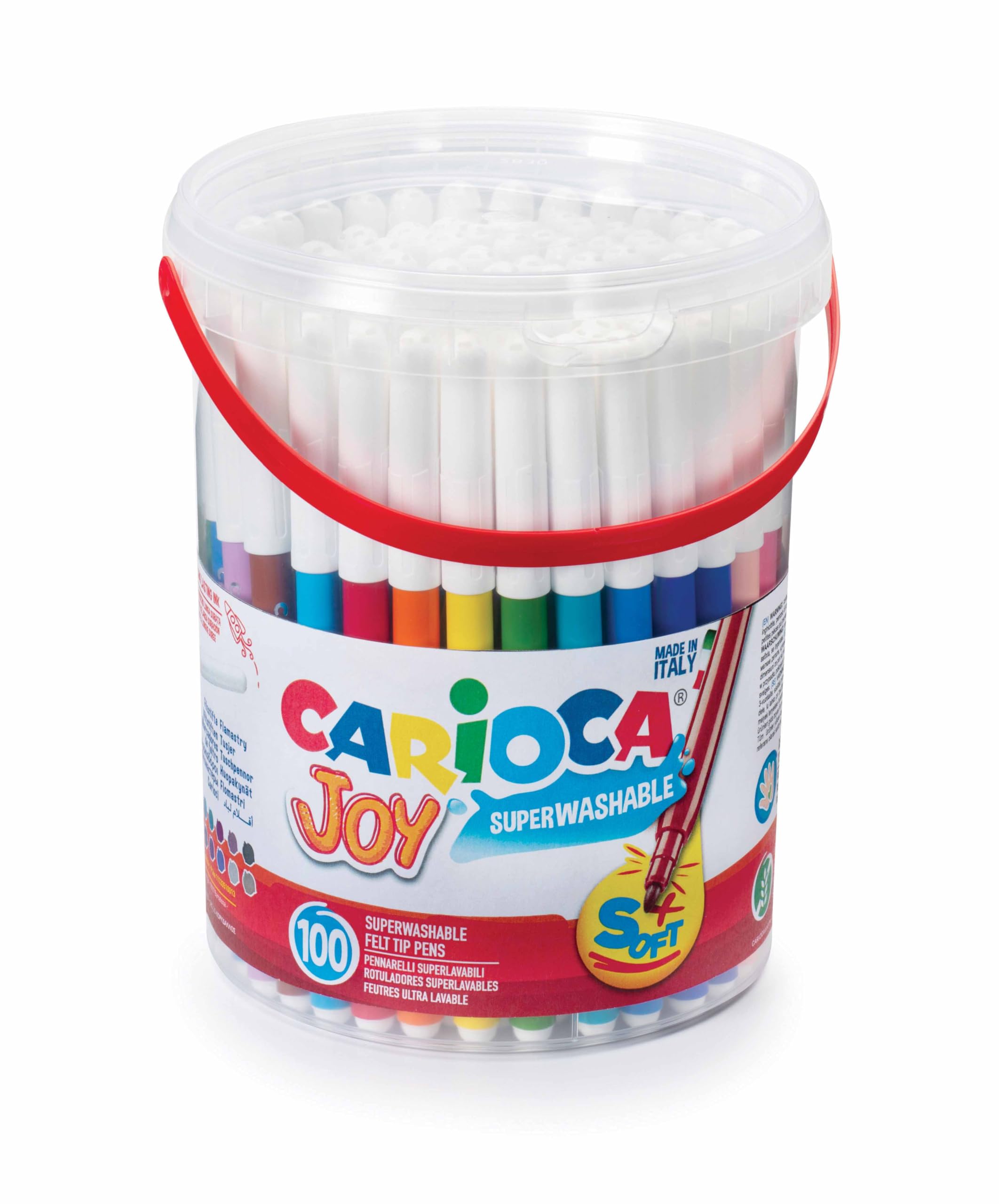 Carioca Rotuladores Joy Punta Fina | Bote de 100 rotuladores superlavables y con gran cobertura | Colores surtidos | Punta Ø 2,8 mm | 100 piezas