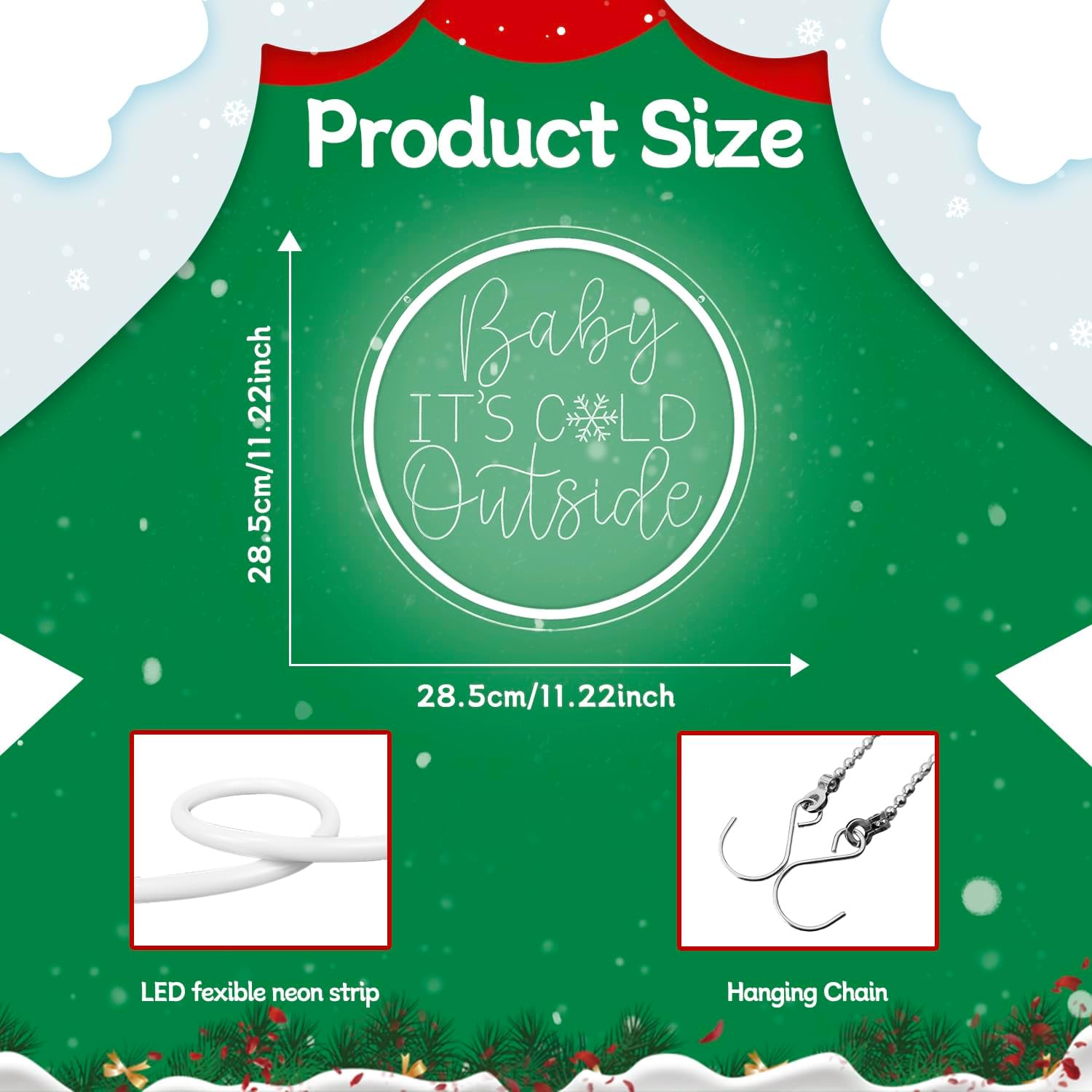 Baby Its Cold Outside Christmas Neon Sign for Wall Decor Dimmable Winter Christmas Light Up Sign Led Its Cold Outside Baby Shower Party Decoration for Window