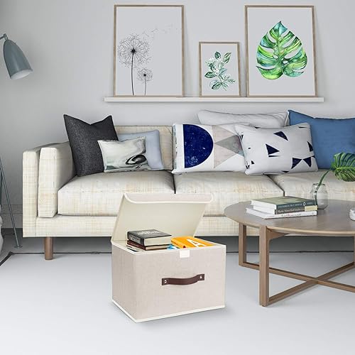 Miniatura 68 de TYEERS Cajas de almacenamiento plegables, contenedores de almacenamiento de tela lavable con tapas, 14.9 x 9.8 x 9.8 pulgadas, paquete de 2, gris