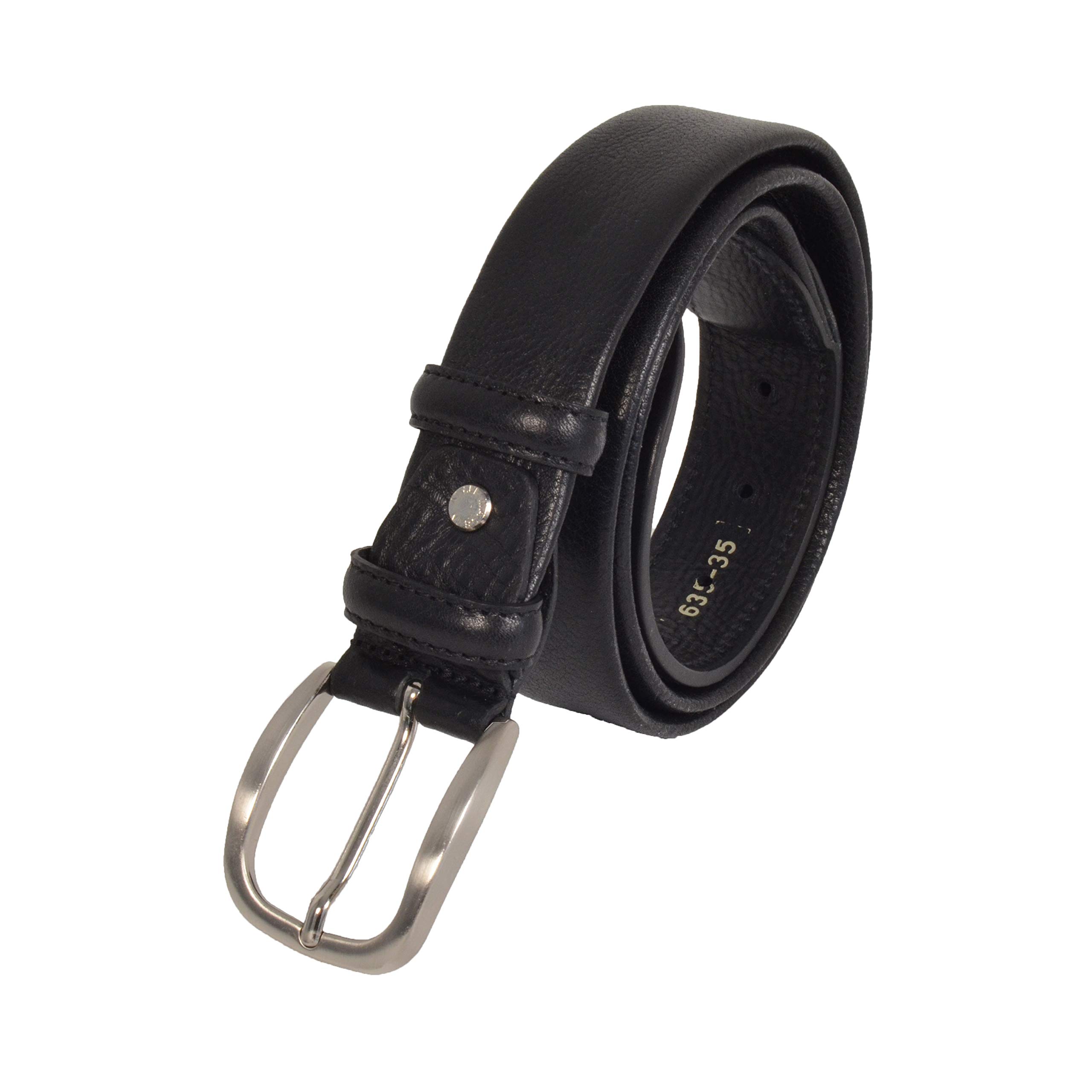 CM Conte Massimo Men's Travel Money Belt, Genuine Leather Hidden Zip Security Pocket, Black, Handmade in Italy