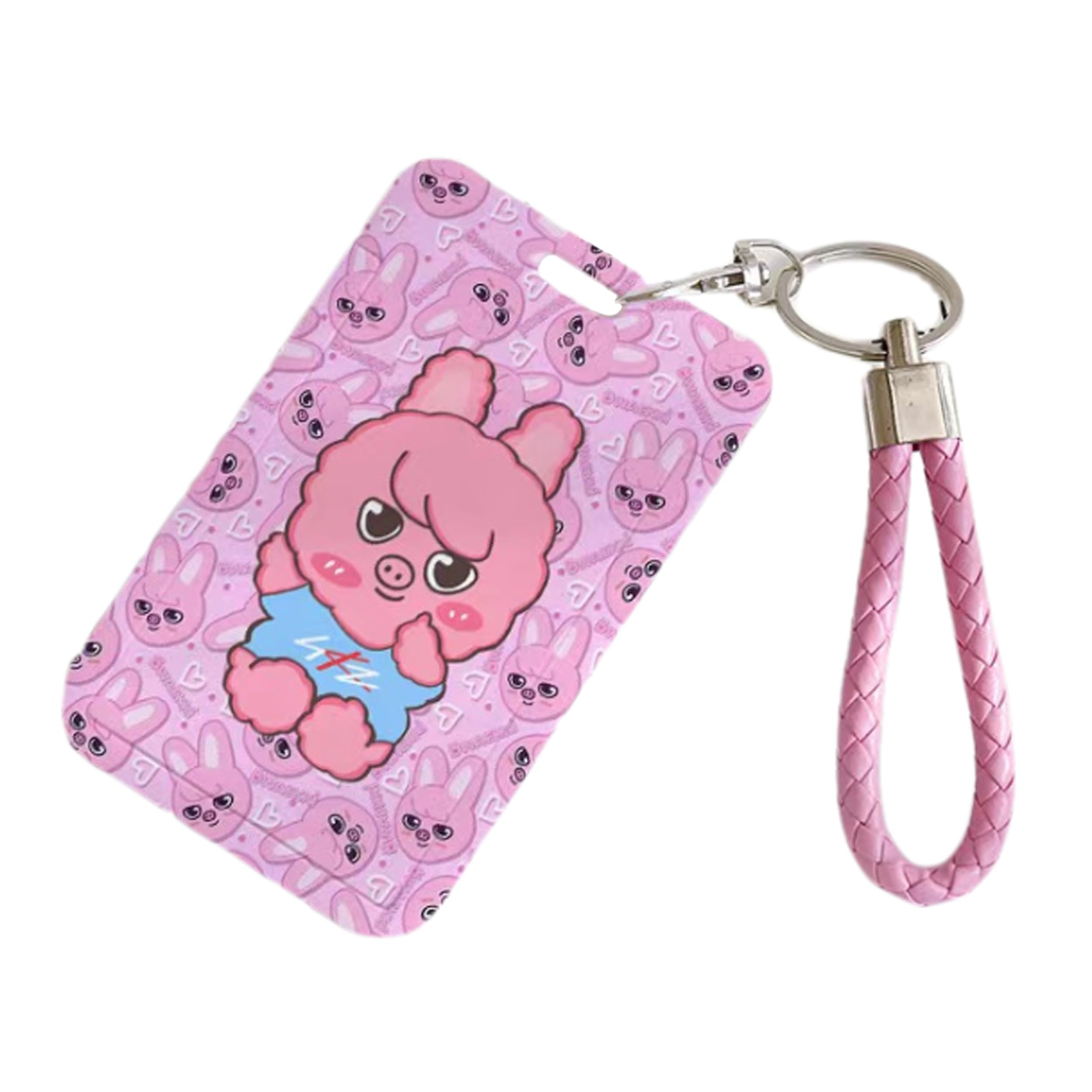 Satdflie Kpop Stray Kids Merch SKZOO Card Holder Set with Key Ring, Cartoon-Style ID Photo Card Holder Case for SKZ Fans Gifts, Color/4