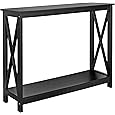IDEALHOUSE Narrow Console Table, Sofa Tables Narrow Long Behind Couch Table, 2-Tier Industrial Entryway Table for Living Room, Hallway, Foyer (Black)