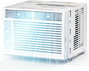 Kndko Window Air Conditioners 5,000BTU, Cools 150 Sq. Ft,2 Cooling Mode & Fan Speeds,Ultra-Quiet, White