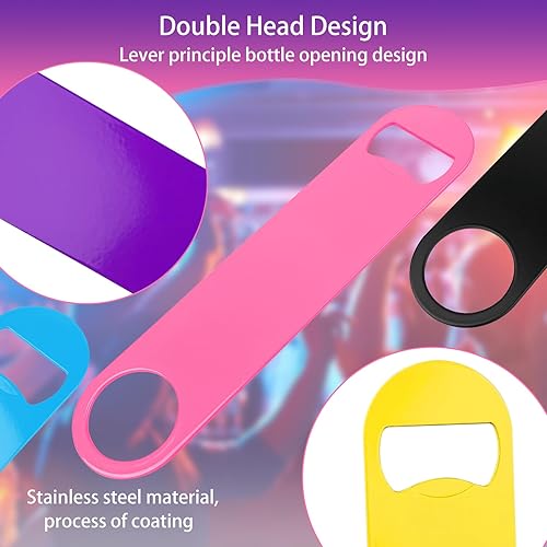 Miniatura 4 de Juego de abrebotellas de acero inoxidable, 7 pulgadas, diseño colorido grande, paquete de 5