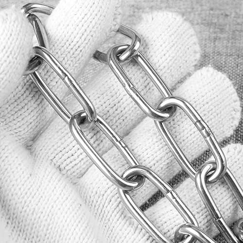Miniatura 19 de Cadena de acero inoxidable de 39 pies, cadena resistente de 1/8 pulgadas, cadena colgante para colgar ropa, decoraciones, silla, asegurar puertas