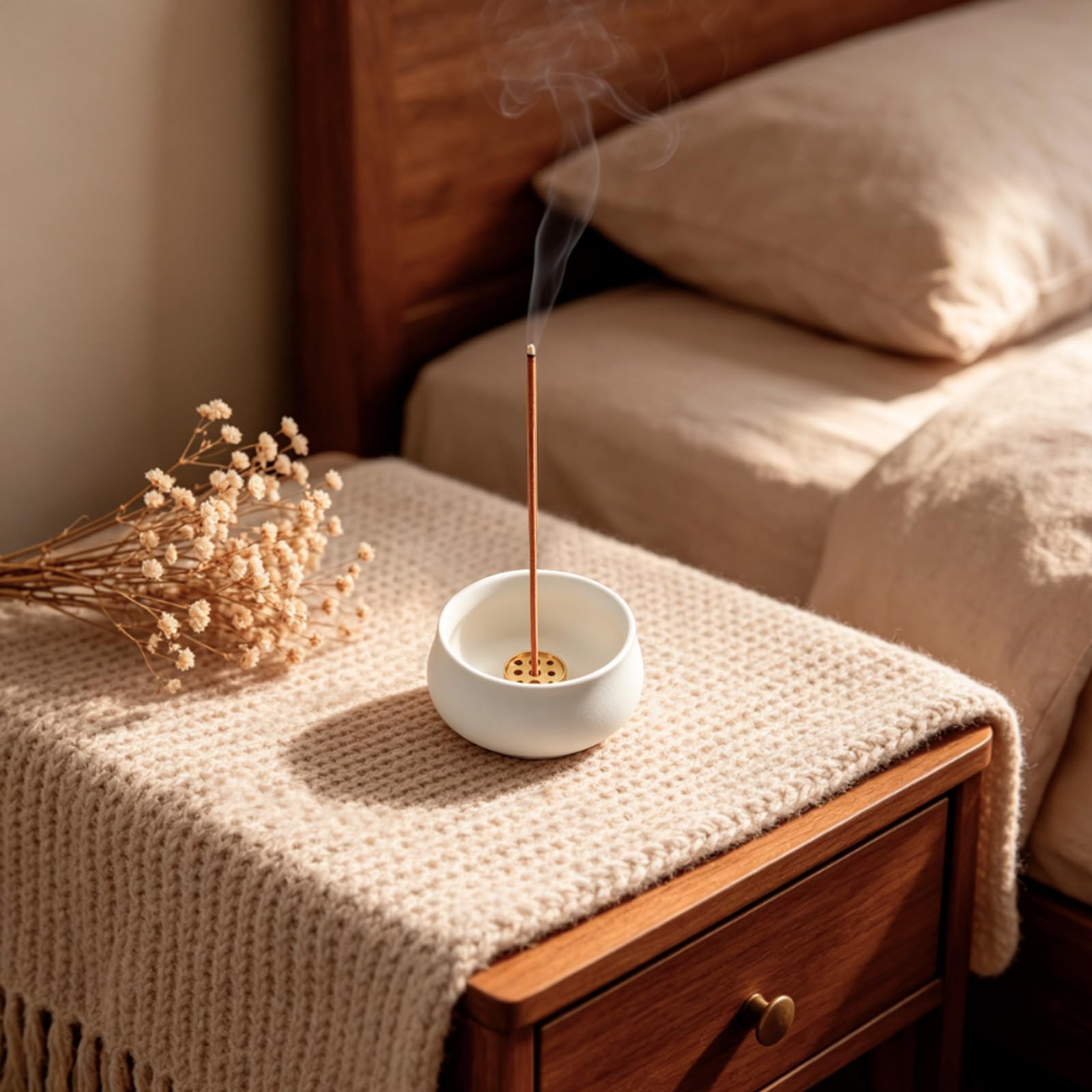 Porta incenso in ceramica per bastoncini, bruciatore di incenso, porta incenso con cuscinetti antiscivolo, porta incenso da interni, per decorazione unica per la casa, meditazione, yoga,