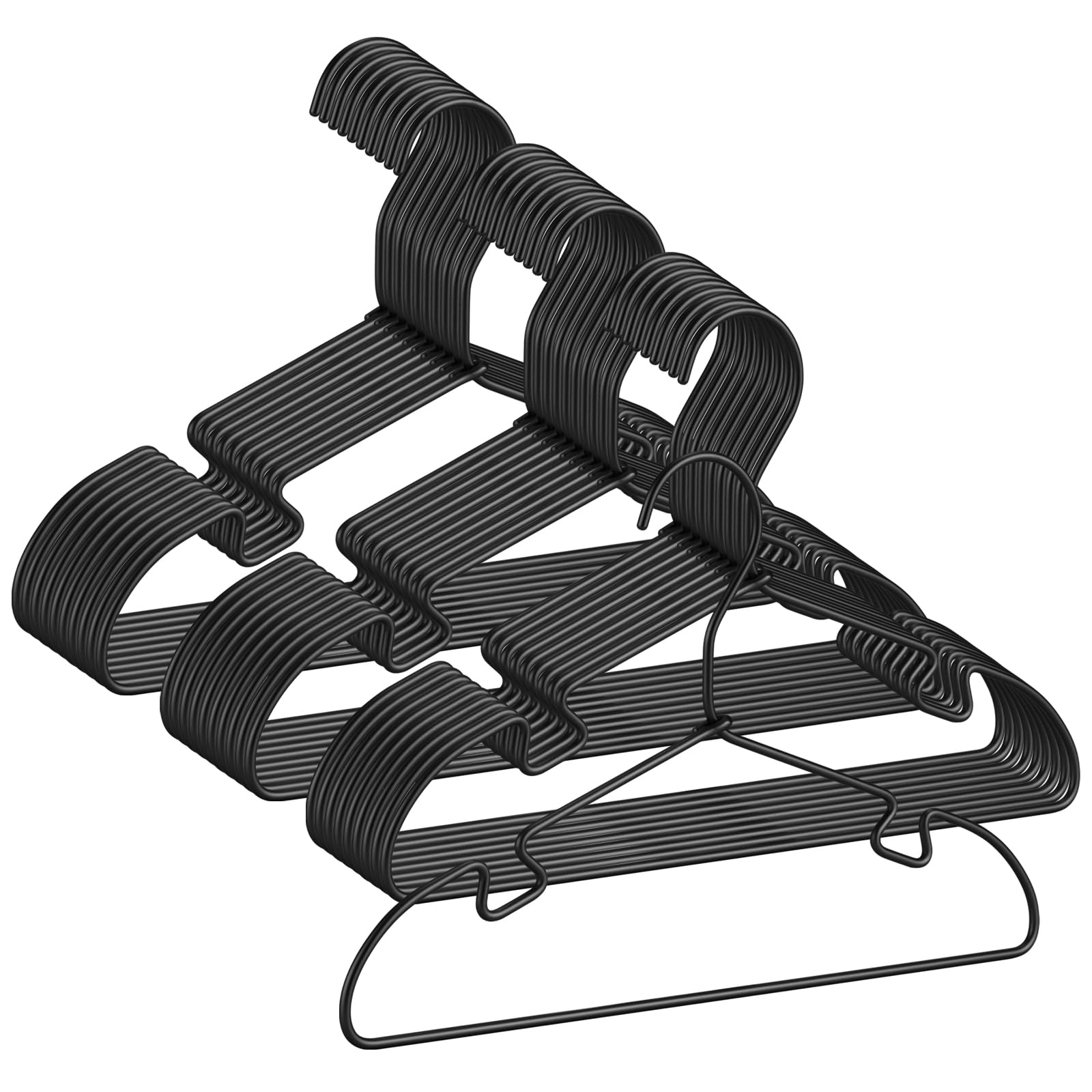 30 Pack Baby Hangers - 12.6 Inch Aluminum Non-Slip Kids Hangers for Nursery Child Clothing, Small Children, for Pants Coats Skirts (Black)