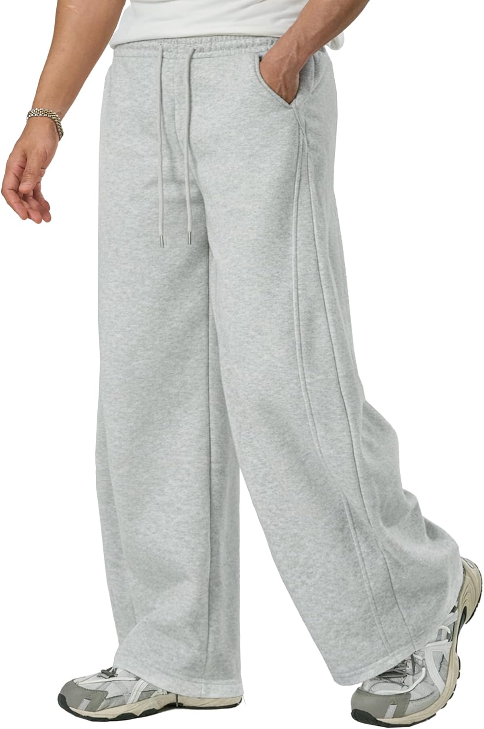 Baggy Barrel Sweatpants Wide Leg Pants for Women Men Y2K Elastic Waist Drawstring Unisex with Pockets