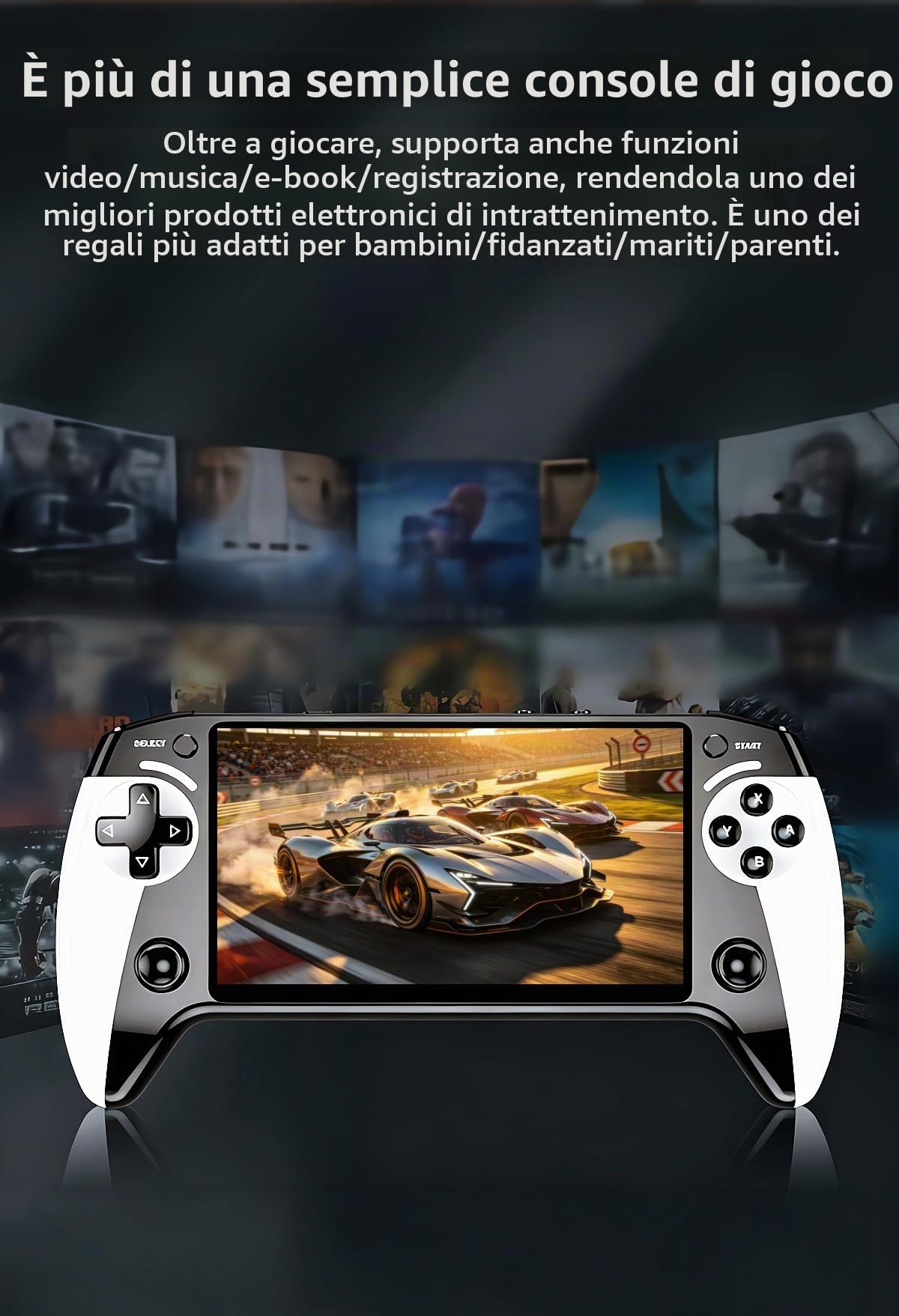 CZT Console per videogiochi da 5,5 pollici, due joystick, design simile a un controller, migliore esperienza palmare, 6200 giochi retrò MP4/musica/e-book, intrattenimento in interni ed esterni
