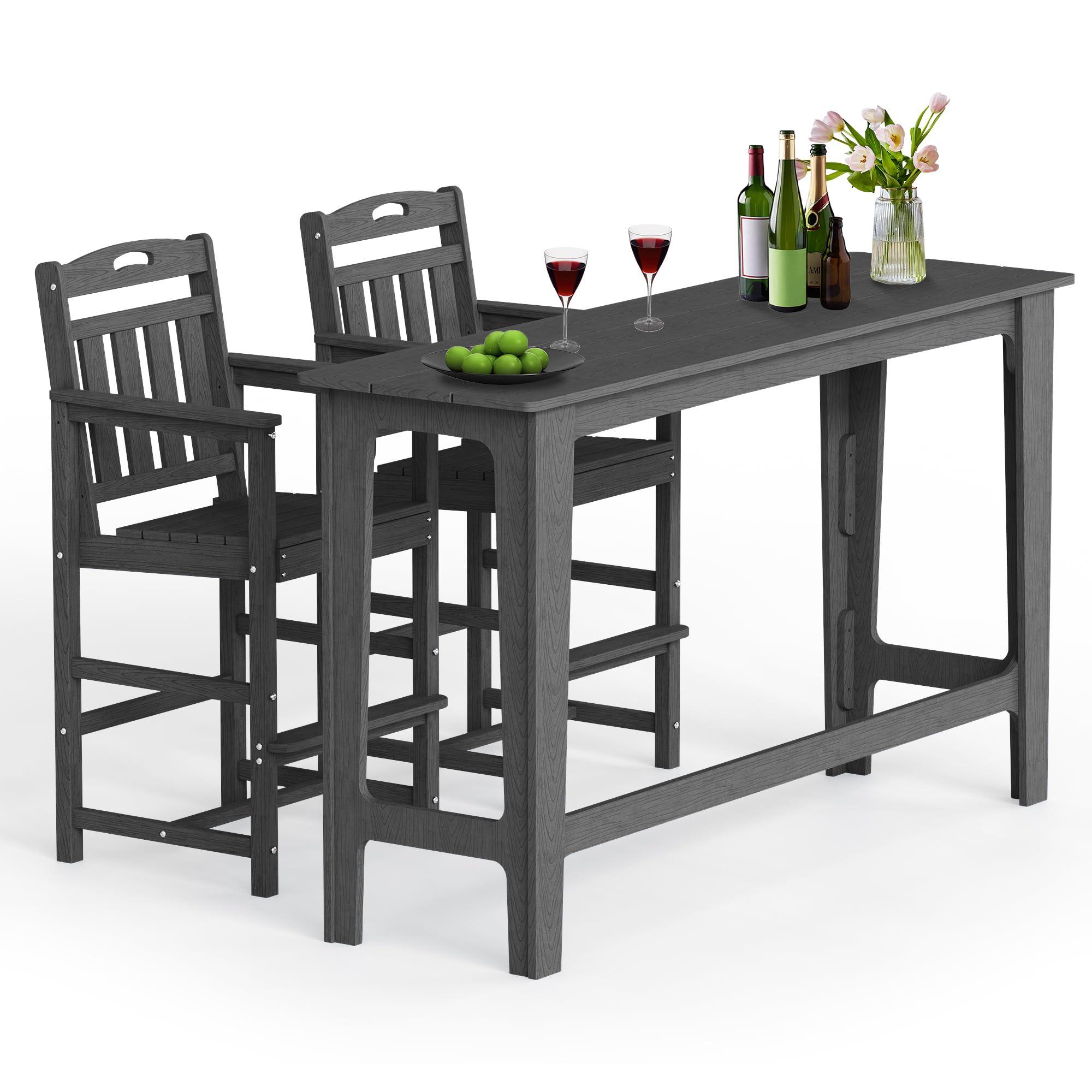 Ciokea 3 Pcs Outdoor Bar Height Table Set