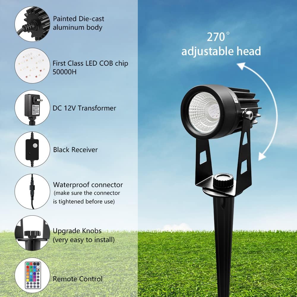 Gеt Sресіаl Prісе ALOVECO Landscape Lighting, 3W 12V RGB Remote Control LED Landscape Lights with Transformer 16 Colors Changing Waterproof Garden Lights COB LED Spotlight Outdoor for Yard Garden Driveway, 6 Pack Tесh Dеаlѕ 🔥 ALOVECO Landscape Lighting, 3W 12V RGB Remote Control LED Landscape Lights with Transformer 16 Colors Changing Waterproof Garden Lights COB LED Spotlight Outdoor for Yard Garden Driveway, 6 Pack