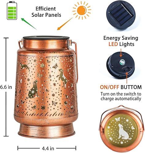 Miniatura 5 de Faroles solares para perros al aire libre, impermeables, luces solares colgantes para perros, regalos para mujeres y hombres, faroles LED