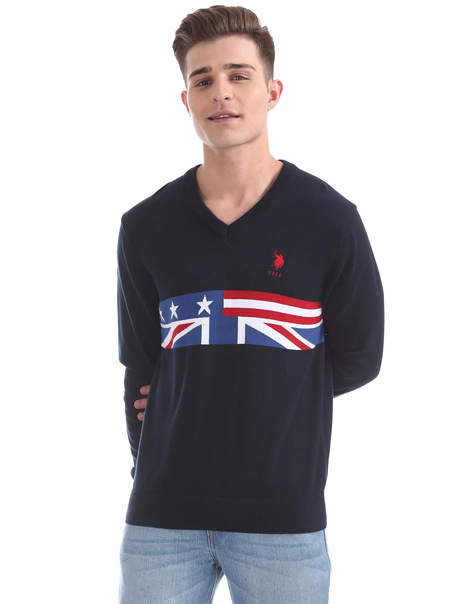Acrylic Men's V-Neck Sweater-image-15