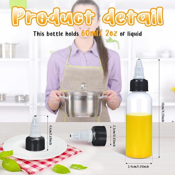 100 Pcs 2 oz Botellas Squeeze con Tapa Giratoria Ldpe - Gandeer miniatura 3
