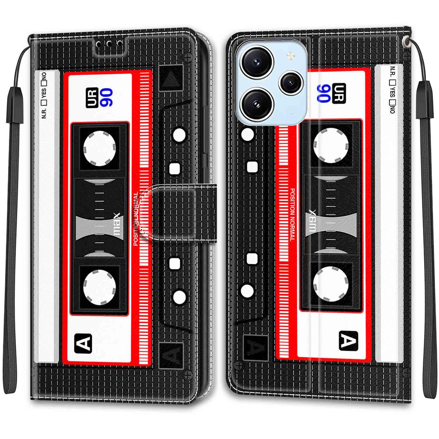 SNCLET Cover per Redmi 12 4G Custodia 360 Degrés Protezione Custodia PU Pelle Phone Cover con Slot per Schede Magnetica Funzione di Supporto Custodia per Redmi 12 4G,Tape Pattern