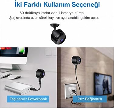 WiFi Mini Güvenlik Kamerası, İç Mekan, 1080P Full HD, Hareket Algılama, Canlı İzleme, Ortam Dinleme, Mobil Uygulama Destekli