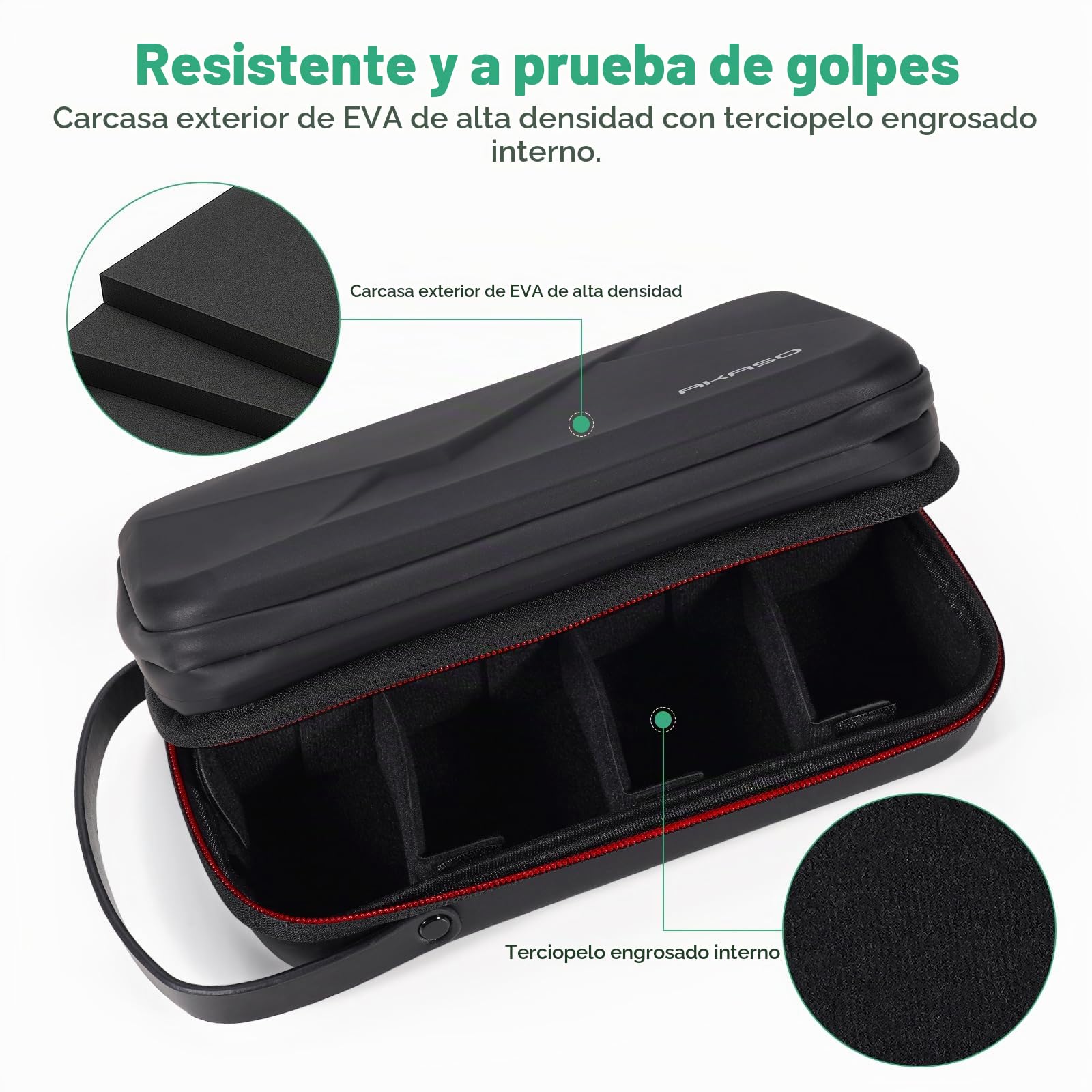 AKASO Bolsa de Almacenamiento Portátil Funda de Transporte Impermeable Espacio Ajustable Compatible con GoPro Hero 13, 12, 11, Insta360 X5, X4, X3, DJI Action Osmo 360, V50 X/EK7000/Pro, Brave 7/8