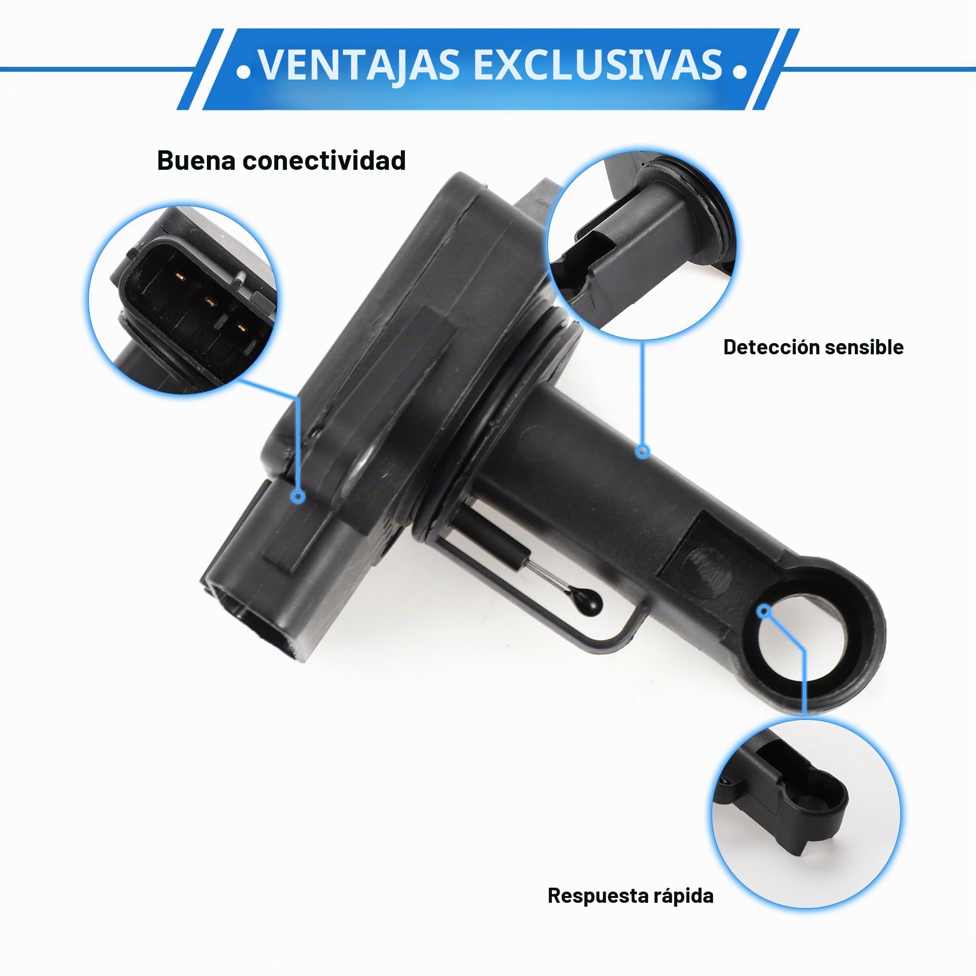Medidor De Sensor De Flujo De Aire Masivo Para Toyota Yaris 1Pc | Color Negro, Material Plástico Y Metal, 5 Pines, Número Oe 222040L010, Monitoreo De Flujo De Aire, Reemplazo Directo