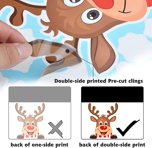 Miniatura 6 de Adhesivos de Navidad para ventana, 256 unidades, calcomanías de Navidad reutilizables de doble cara impresas autoadhesivas para ventanas, Papá Noel,