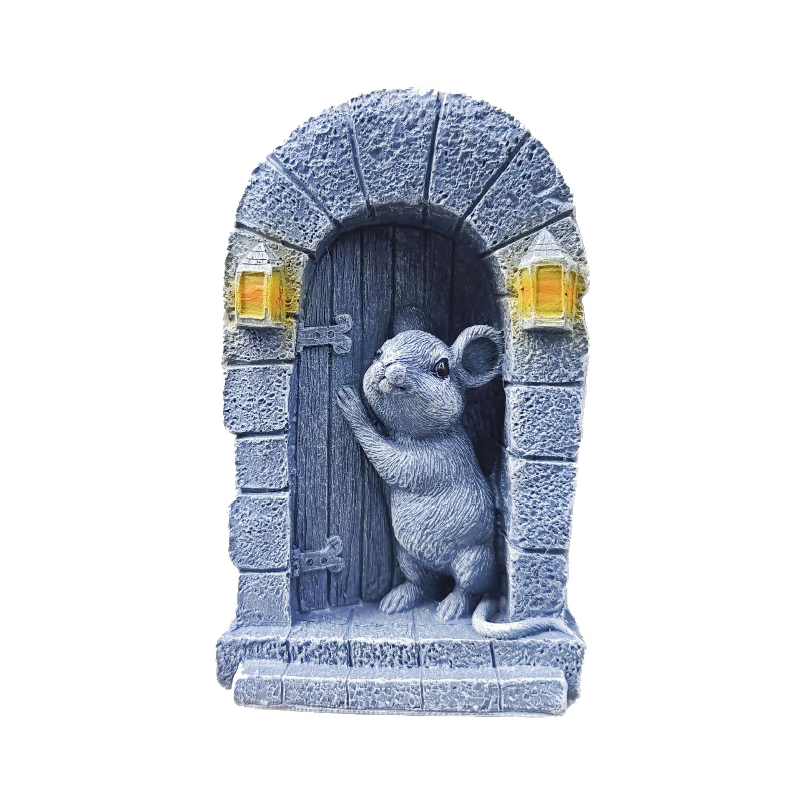 Buxuaaaa Weather Resistant Door Sculpture Whimsical Garden Decors Indoor Outdoor Ornament Resin Door Sculpture