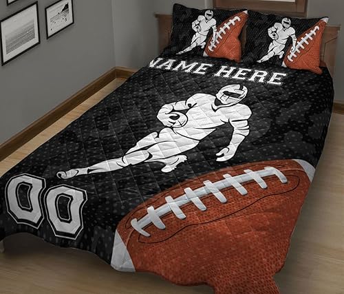 Miniatura 4 de OhaPrints Regalo de fútbol personalizado para niño e hijo, manta personalizada con número de nombre y fundas de almohada, juego de ropa de cama y