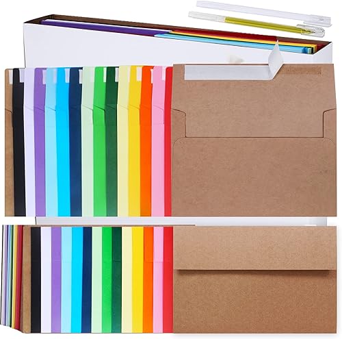 Supla - Paquete de 90 sobres de invitación de 15 colores A9, sobres de tarjetas de felicitación, sobres para fotos, blanco, marfil, rojo, verde,