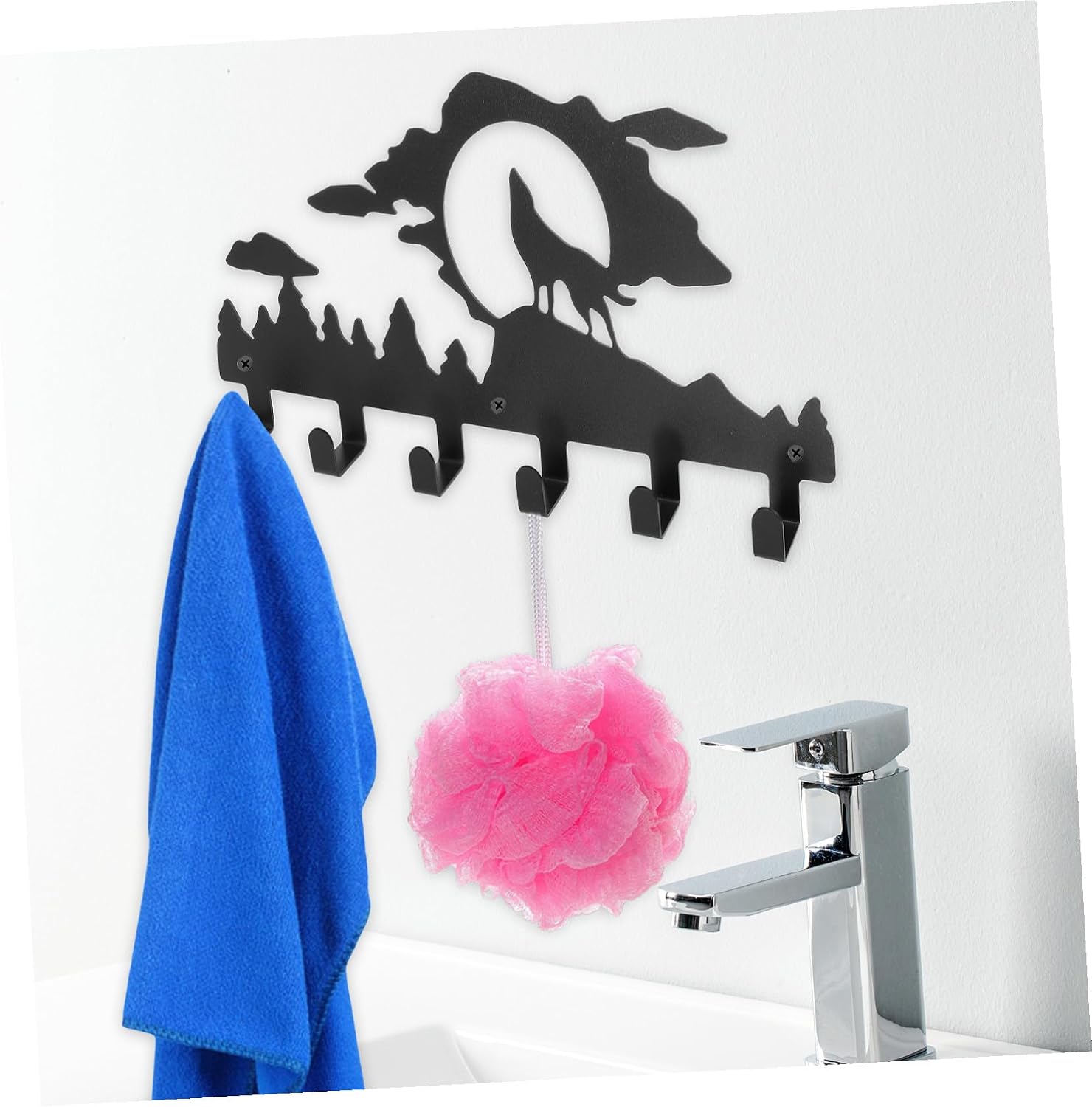 Animal Six-Hook Wall-Mounted Iron Coat Rack, Multipurpose Hat and Bag Storage Holder for Bedroom and Cabinet Organization image 5
