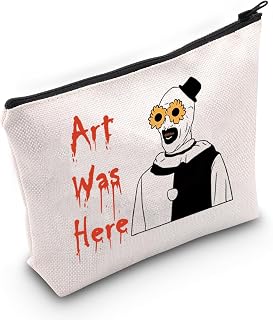 JXGZSO Horror Movie Lover Gift Clown Movie Cosmetic Bag With Zipper Art Was Here Halloween Themed Gift Clown Pouch Bag