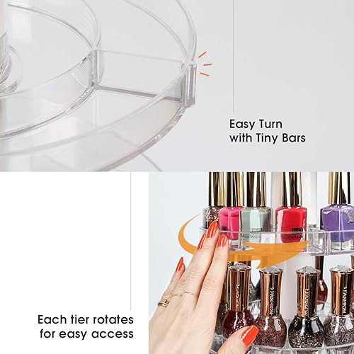 Miniatura 5 de J JACKCUBE DESIGN Soporte giratorio de acrílico para esmalte de uñas, estante giratorio con capacidad para 115 a 195 botellas, organizador de