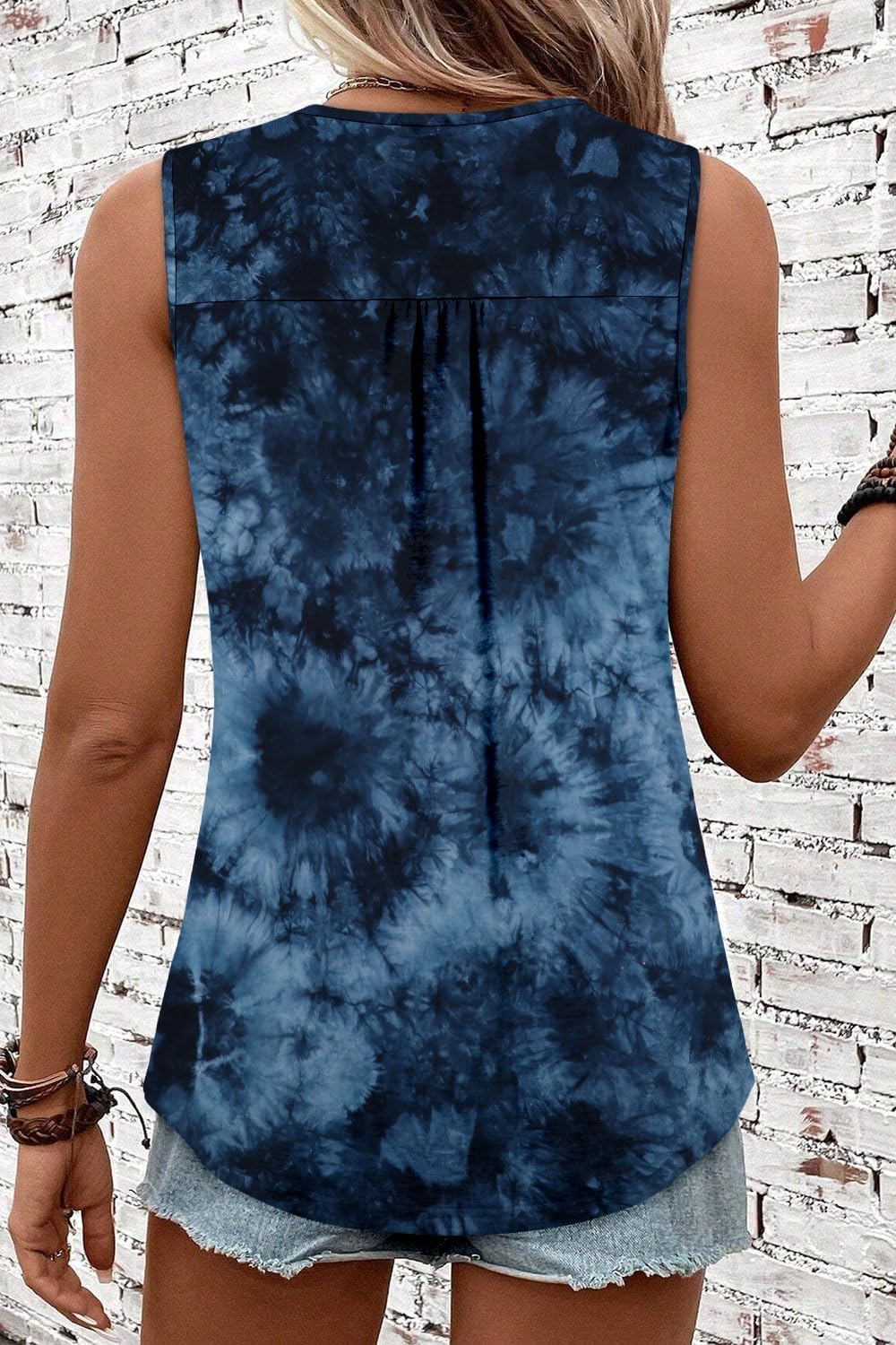 CRAZY GRID Women Summer Tank Tops Round Neck Sleeveless Folded Front Tunic Casual Outfit 2026 Basic Loose Shirts - Image 5