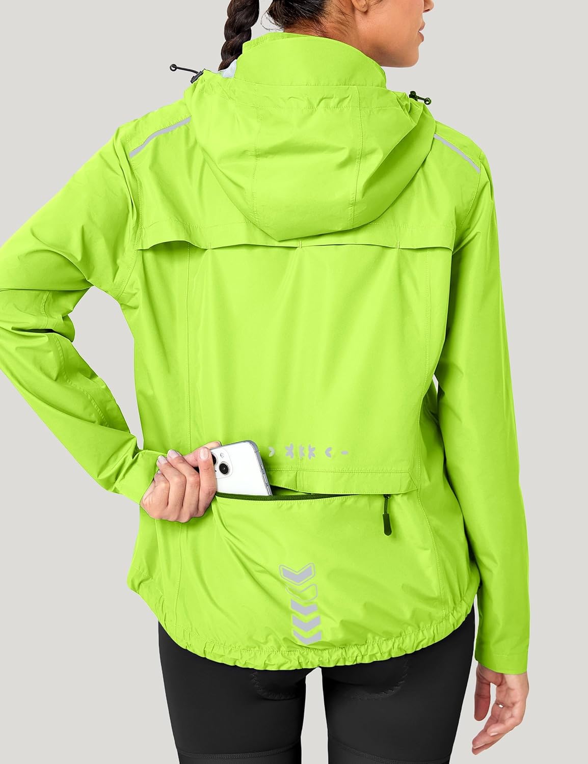 FitsT4 Sports Womens Rain Jacket Lightweight Waterproof Windbreaker Packable Running Reflective Cycling Jackets with Hood - Image 2