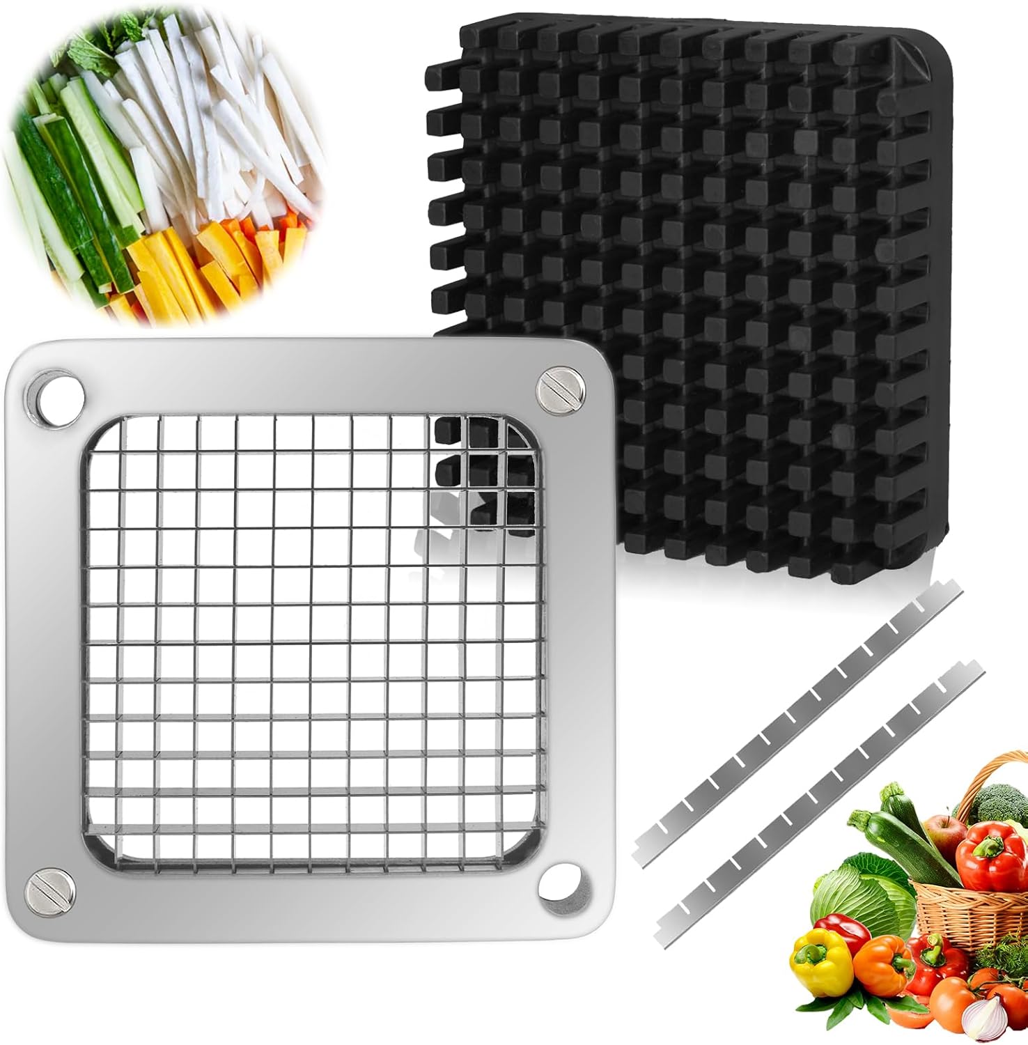 Replacement Chopper 1/4" Blade, Commercial Vegetable Chopper Dicer, French Fry Cutter Stainless Steel Blade for Fruit Cutting Machine Tomato Onion Pusher Block 1/4‘’ blade