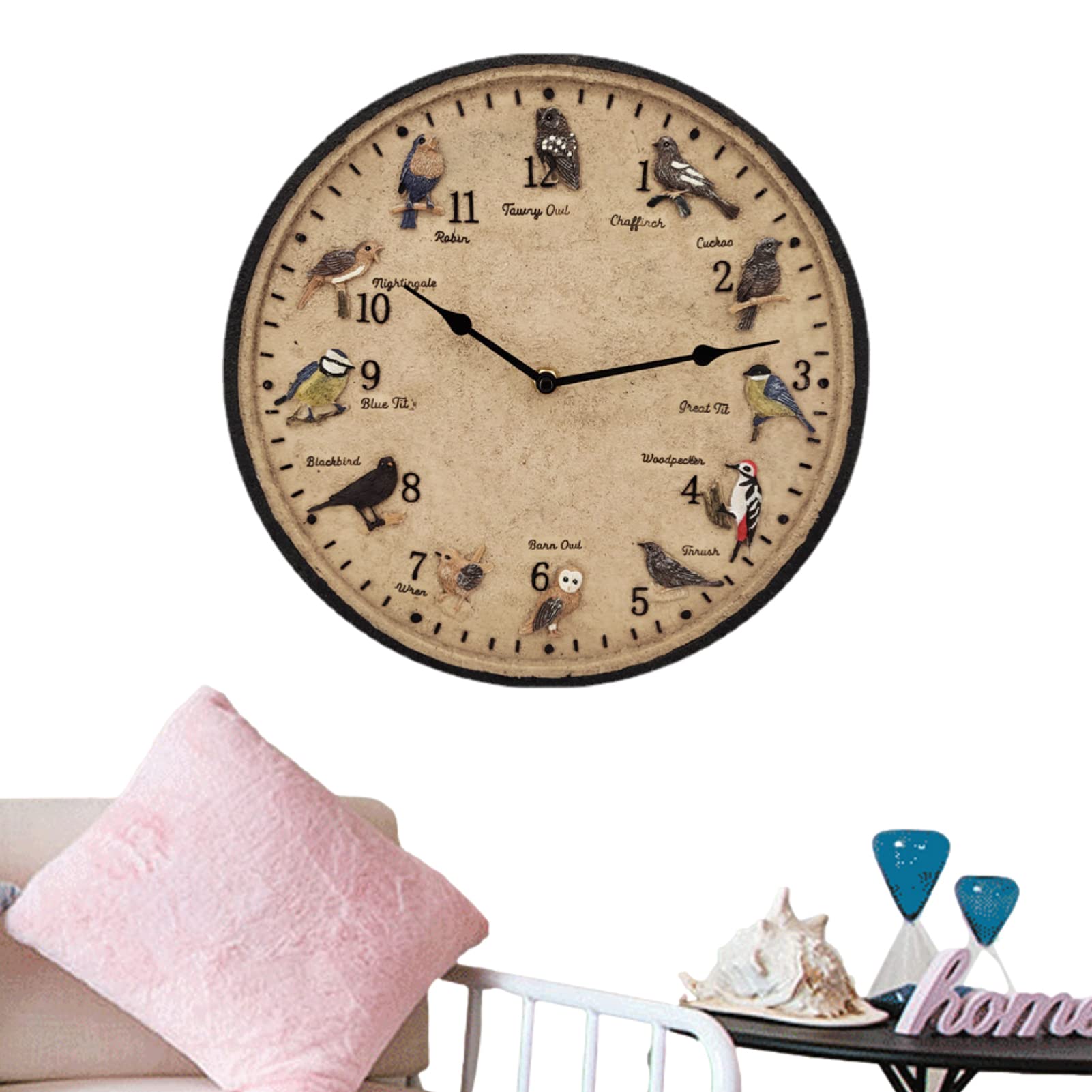 Wodoszczelny zegar, dekoracyjny, okr?g?y z termometrem, 30,5 cm | zasilany bateriami, odporny dzia?anie promieni s?onecznych, styl retro, do muru ogrodowego, ogrodzenia, szopy