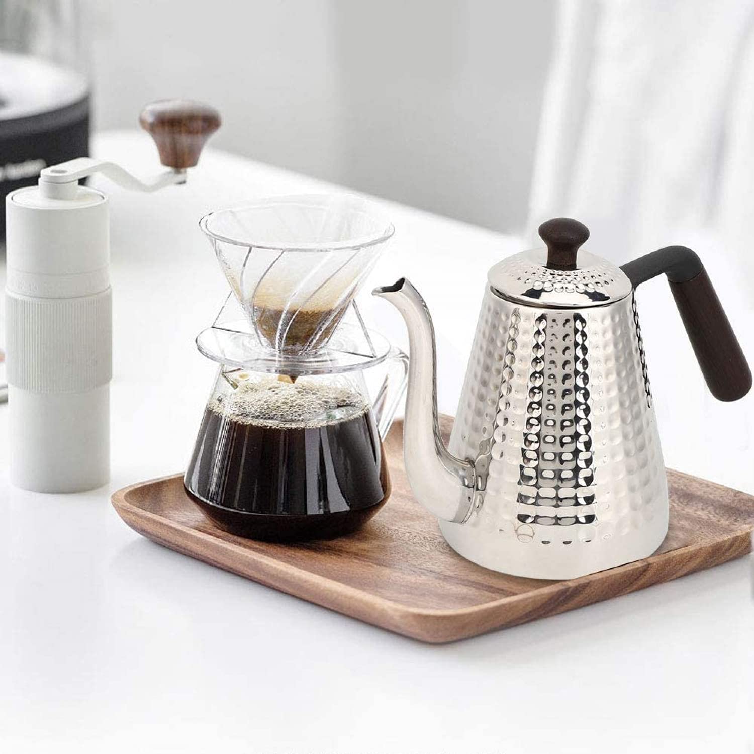Coffee Pot-1000ml Cafetera De Acero Inoxidable Hervidor De Café De Pico Fino con Asa para Uso Doméstico