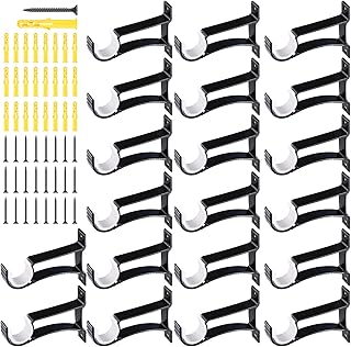 Tuanse 20 Set Curtain Rod Bracket Heavy Duty Holders Hooks Hangers Bulk ...
