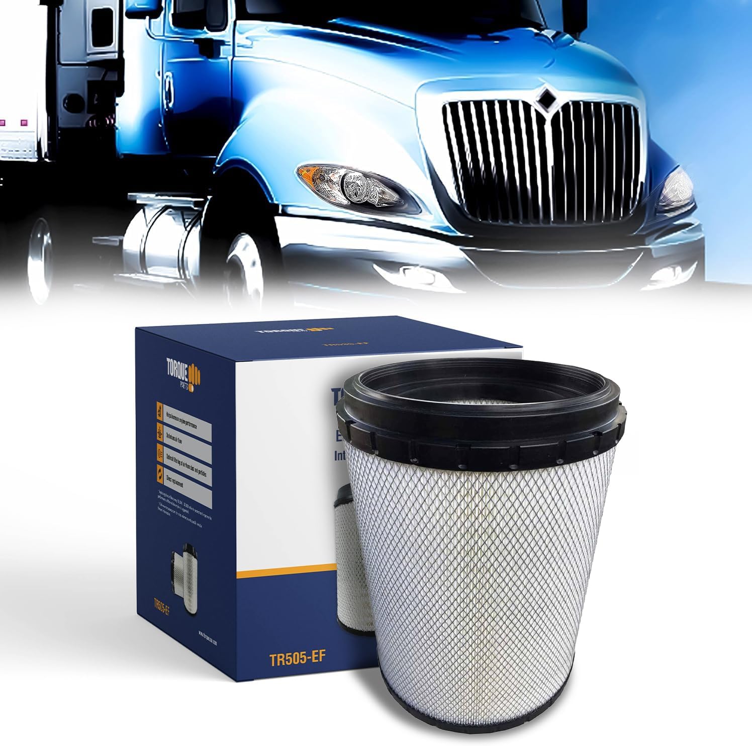 TORQUE AF26103 Engine Air Filter Compatible with Select International Prostar Workstar Transtar Semi Trucks Accessories Parts Replaces RS4862 3551814C1 LAF6663 49088 TR505