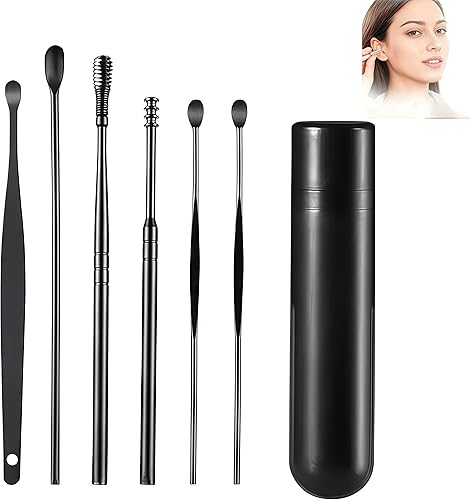 Miniatura 8 de Juego de 6 herramientas de eliminación de cera de oídos con tubo de almacenamiento, herramienta de eliminación de cera de oído, kit de limpieza de