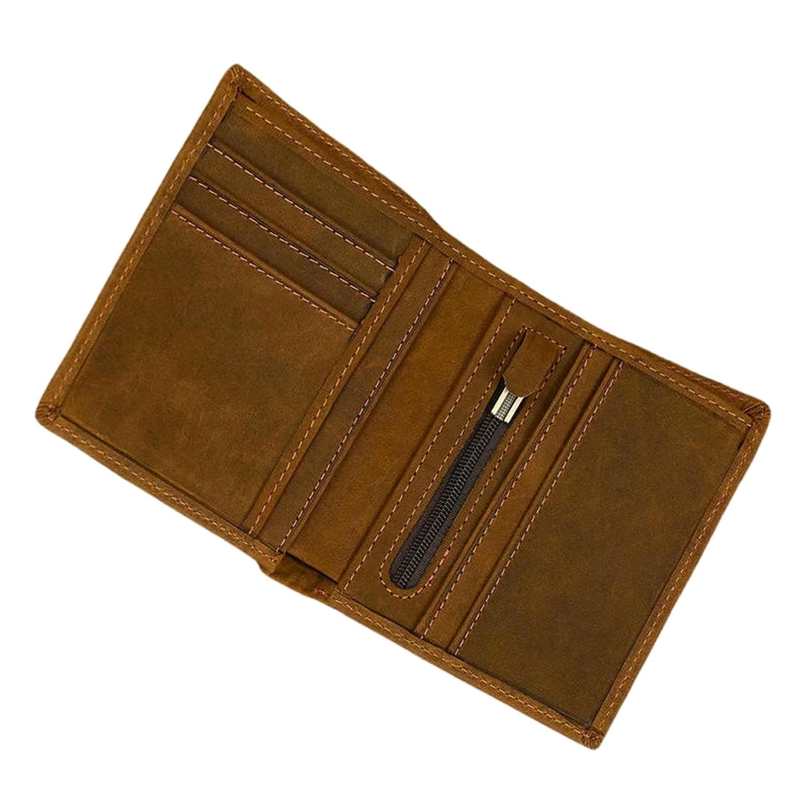 Portfele męskie skóra krótki portfel męski krótki portfel Bifold Wallet-6096 ciemnobrązowy-11 x 9 x 1 5 cm